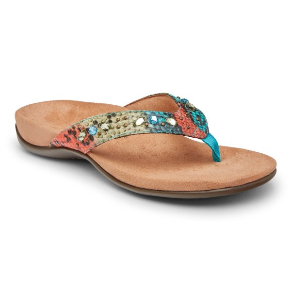 Vionic Sandals Ireland - Lucia Toe Post Sandal Blue Turquoise Snake - Womens Shoes Sale | BWQXD-9572